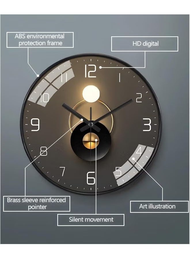 EETU 12 Inch Wall Clock, Silent Non-Ticking Clock Glass Round Clocks Modern Quartz Decorative for Home Living Room Bedroom Kitchen - Image 2